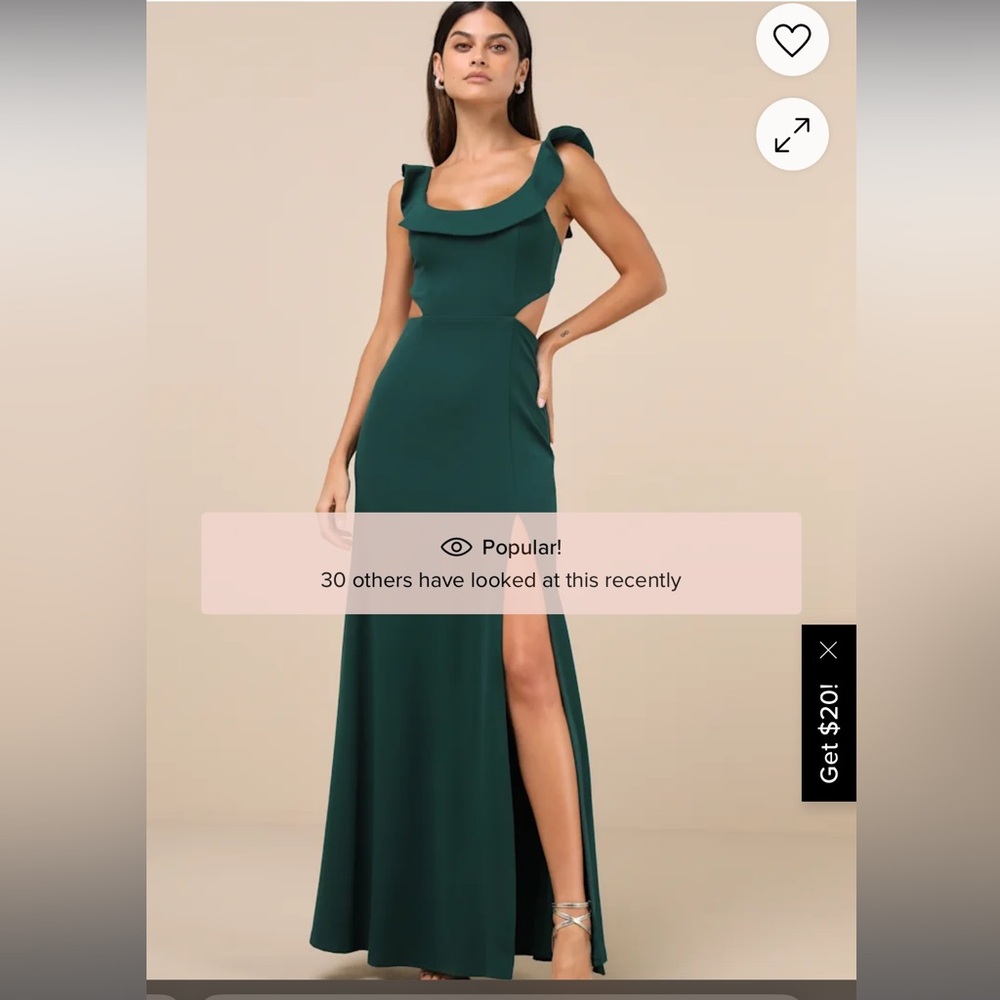 Elegant Emerald Ruffled Cutout Sleeveless Dress